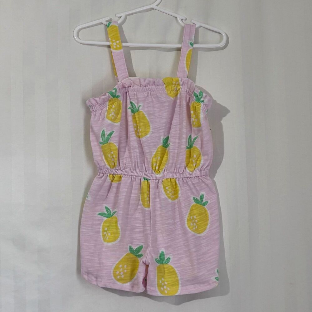 365 Kids by Garanimals Girls Pink Heathered Pineapple Print Romper Size 4